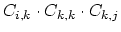 $C_{i,k}
\cdot C_{k,k} \cdot C_{k,j}$